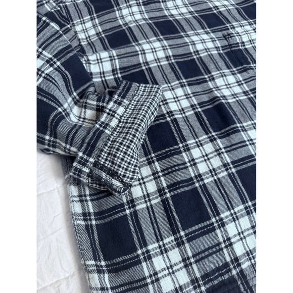 Madewell Plaid Shirt Top Women's Medium Blue White Check 3/4 Sleeve Tailgate - Picture 4 of 7